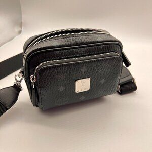 MCM Aren Crossbody in Visetos X-Mini Black